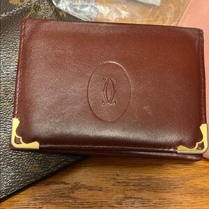 Cartier Vintage Must de Cartier Bordeaux Leather Wallet with Metal Corners